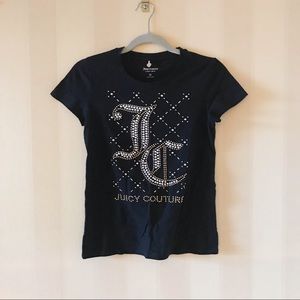 JUICY COUTURE Rhinestone Embellished Black T-Shirt